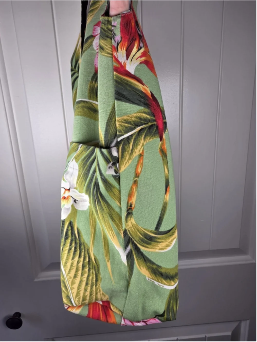 Pinkham Made In Hawaii Reversible Canvas Tote Bag Tropical Hibiscus Floral Black